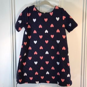 Gymboree dress. Navy w/ pink&white hearts. Size 4